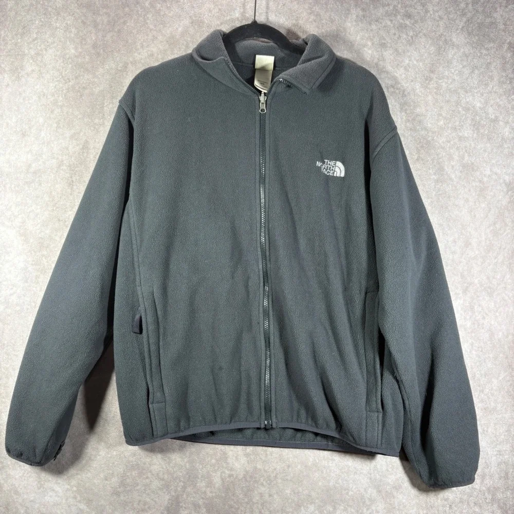 The North Face Jacket Mens M Gray Full Zip Fleece TKA 100 Hiking Outdoor